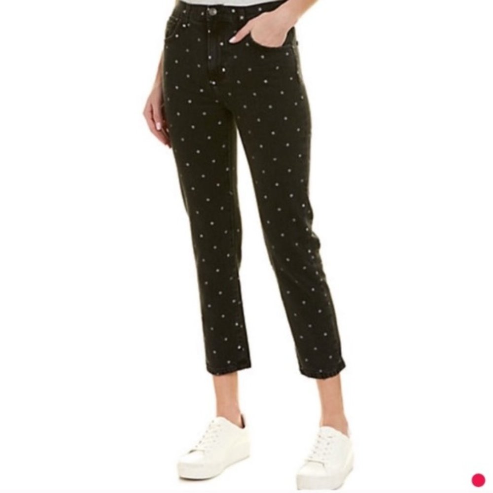 CURRENT ELLIOTT Vintage Crop Black Polka Dot Jeans